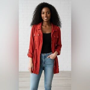 Chico’s Women's Paprika Red Utility Jacket Size 0